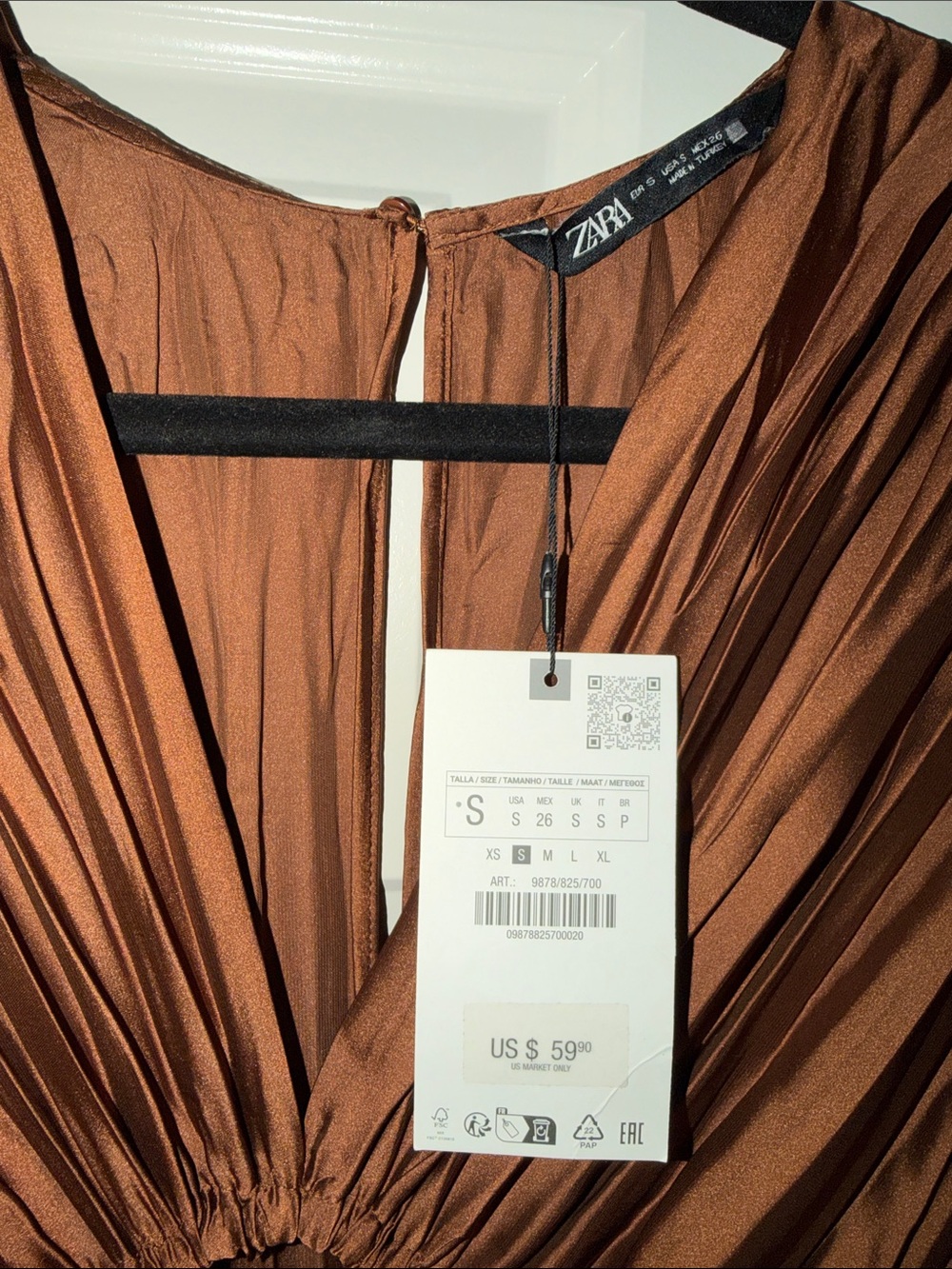 Zara Brown Pleated Jumpsuit - Picture 2 of 4